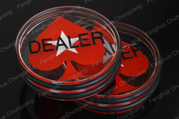 カスタムプロモーションカジノダブル- デッキ透明なアクリルディーラーボタン( 赤いハート)問屋・仕入れ・卸・卸売り