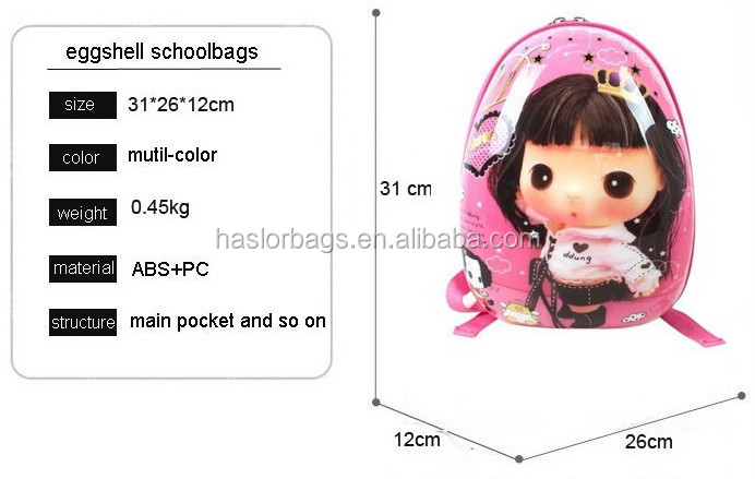 Hot Sell Egg Shell Shape Backpack Ben 10 School Bag for Kids