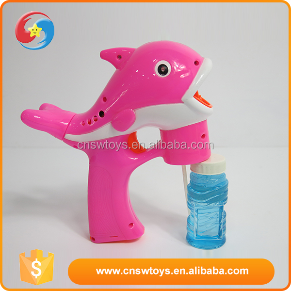 Plastic cartoon cute animal dolphin bubble gun toy with light