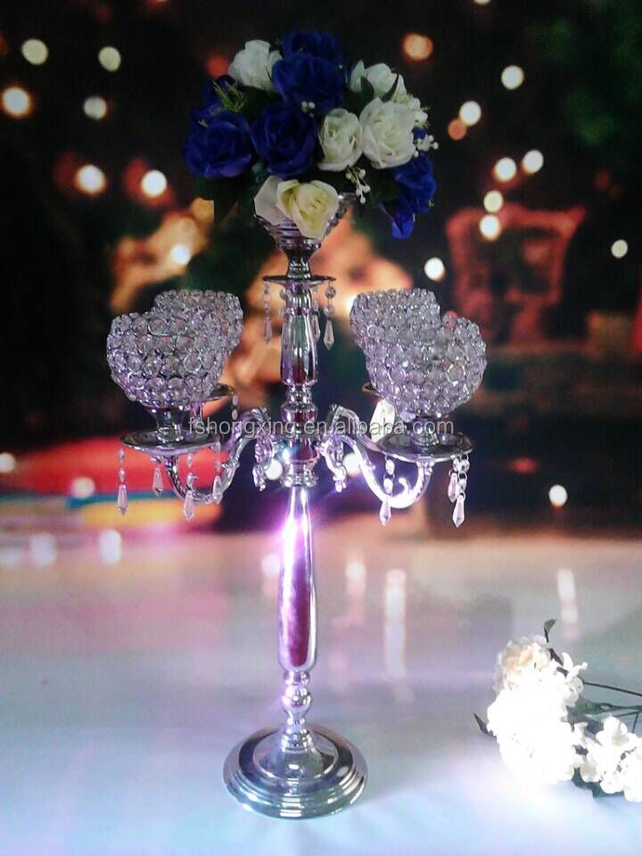 Elegante al por mayor bola de cristal candelabros con centros de ... Elegantes decoración Candelabros