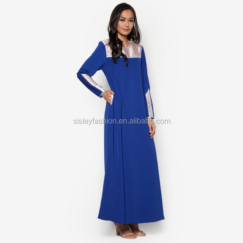 Indian Muslim Long Sleeve Maxi Dress Jubah 2016 Fashion Abaya A014