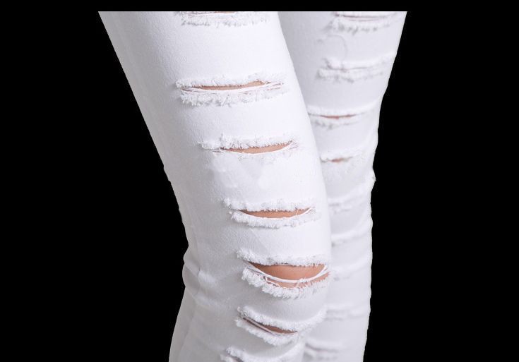 2014 Hot Fashion LadiesFemale Cotton Denim Ripped Punk Cut-out Women Black White Sexy Skinny pants Jeans Trousers WNJ002. (1)