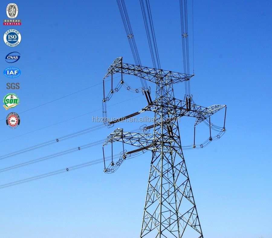 tension galvanised transmission line power angle steel tower