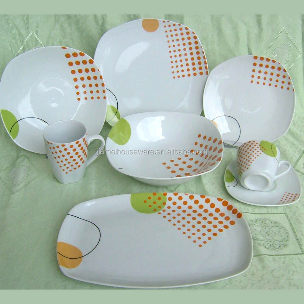 正方形の形状、 モダンなデザインの品質の磁器食器、 毎日の使用のために中国食器セット、 ホームセラミックディナーセット仕入れ・メーカー・工場