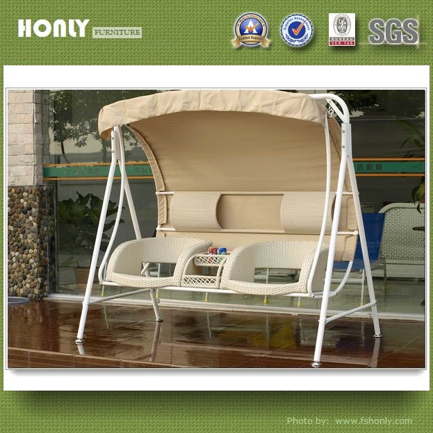 Outdoor swing chair wrought iron patio swing chair with canopy