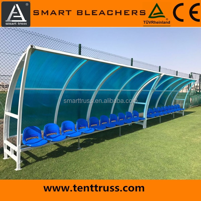 Mobile Sports Seating Bench / Soccer Player Team Bench With Shade For