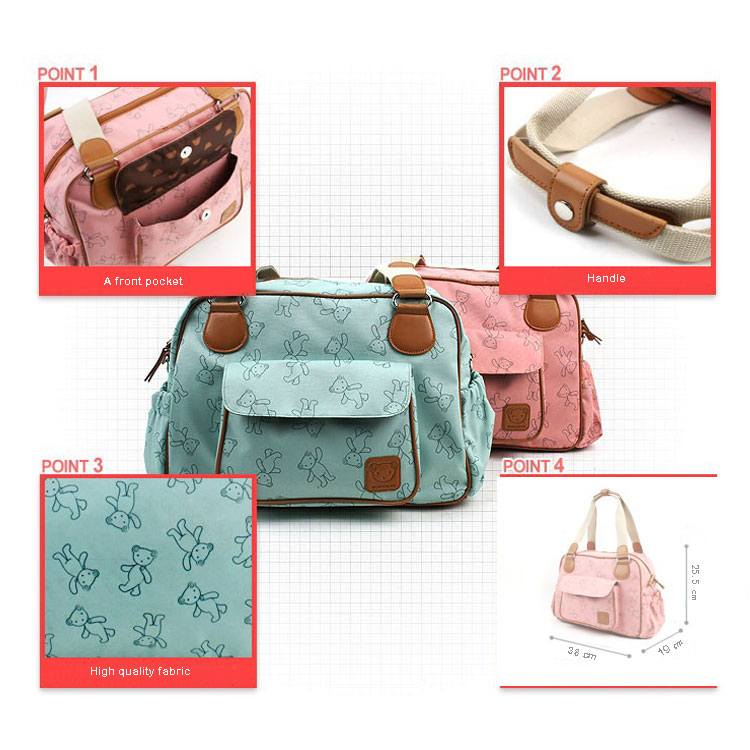 Manufacturer Fashion Designs 5Pcs Shoulder Handbag Diaper Bag