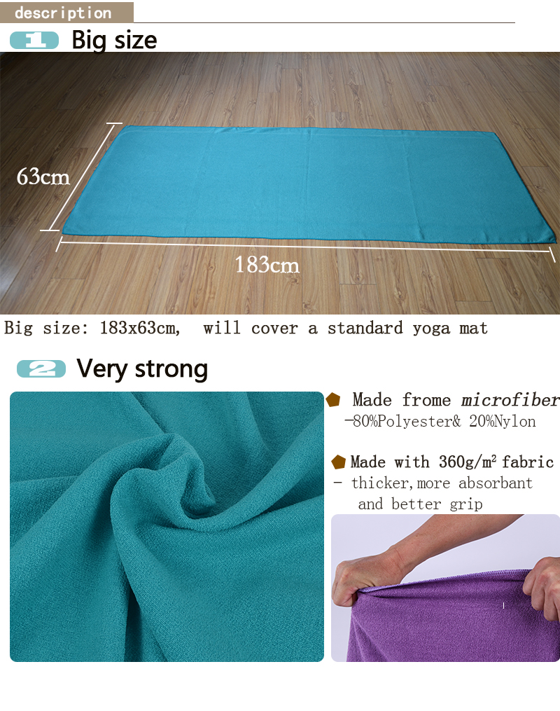 Microfiber Yoga Mat Super Absorbent Big Size Yoga Blanket Size 24