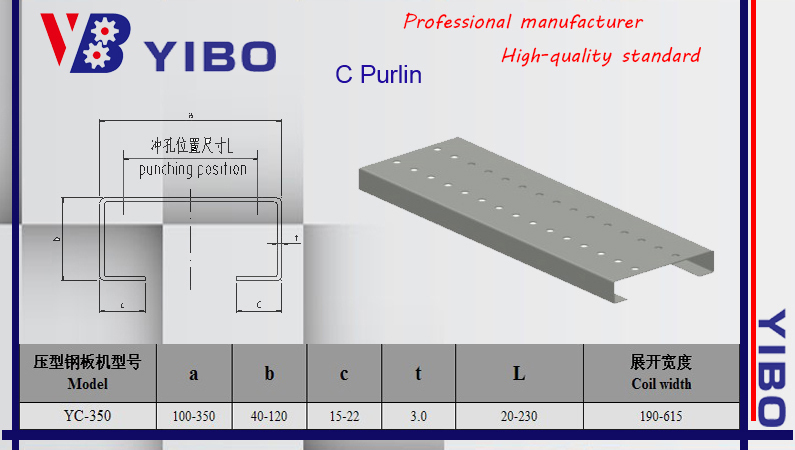 Metal Sheet Automatic C profile purlin making machine