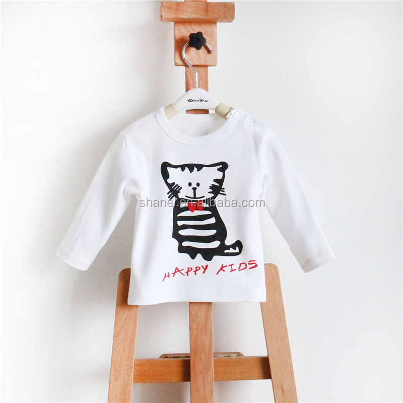 綿の赤ん坊の長袖tシャツ印刷面白い動物の幼児のシャツ仕入れ・メーカー・工場