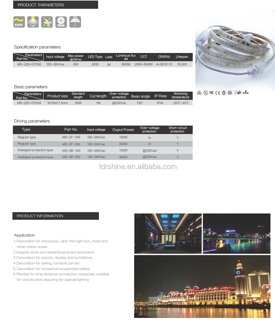 283584led-10mm180-264vac高電圧ストリップled、 ul付き/ce/rohs仕入れ・メーカー・工場