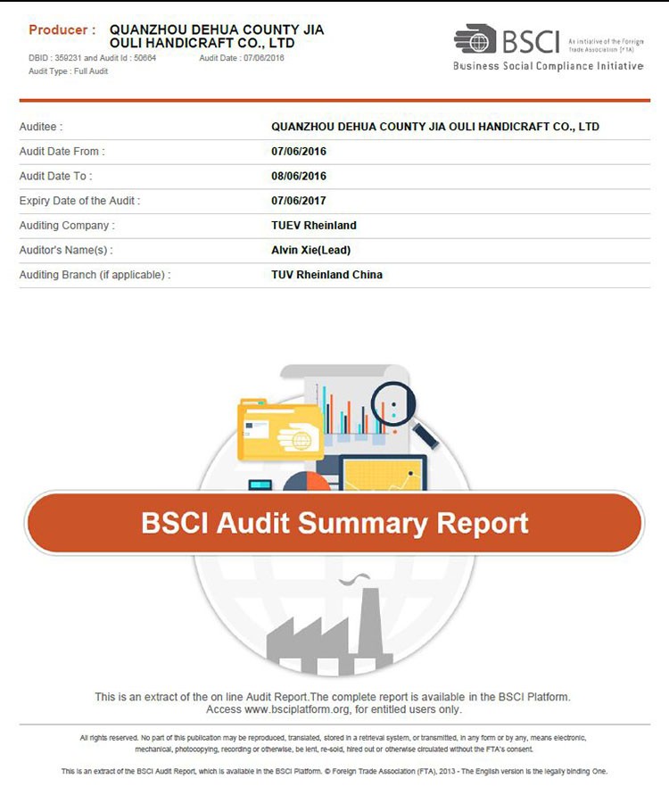 BSCI Audit Factory DBID No. 359231