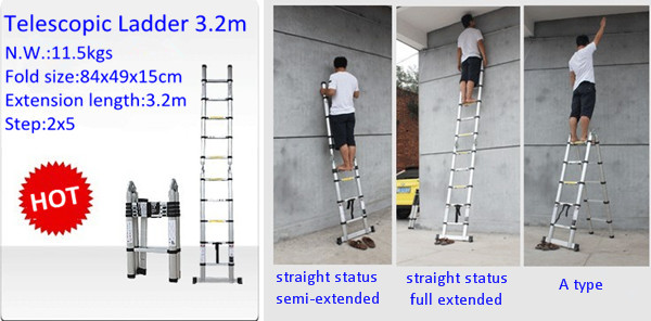 2 × 8手順5メートルアルミ折りたたみポータブルアジャスタブルテレスコピックラダー 問屋・仕入れ・卸・卸売り