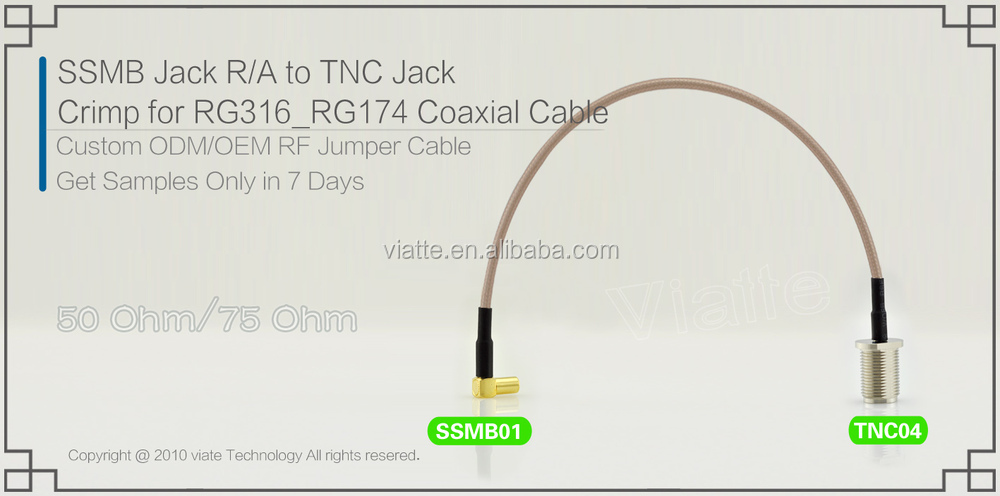 Ssmbjack/メス直角tncへjack/rg316_rg174メス圧着用同軸ケーブルのコネクター仕入れ・メーカー・工場