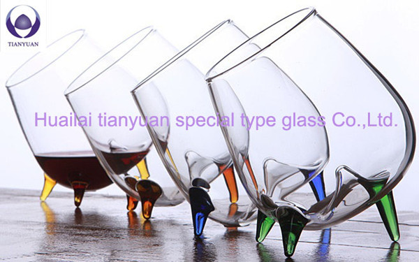 lead free colored handblown pyrex champagne glass COE 3.3