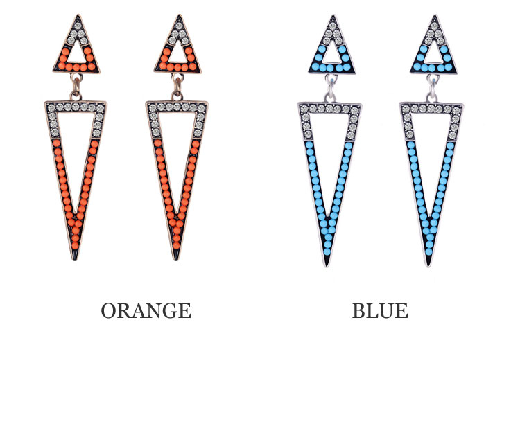 triangle-shaped,playtriangle fsahion beads linked triangle shaped drop earrings e3-9489