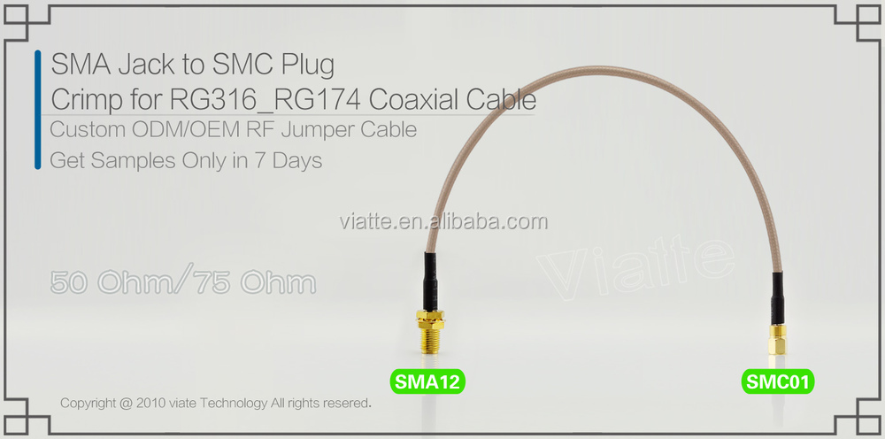 smcにsmaジャックメスプラグのオスコネクタ圧着rg174用同軸ケーブル仕入れ・メーカー・工場