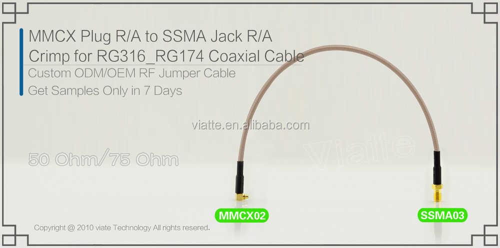Mmcxプラグ/maler/aにssmajack/rg316_rg174メス圧着同軸ケーブルのコネクタのための仕入れ・メーカー・工場