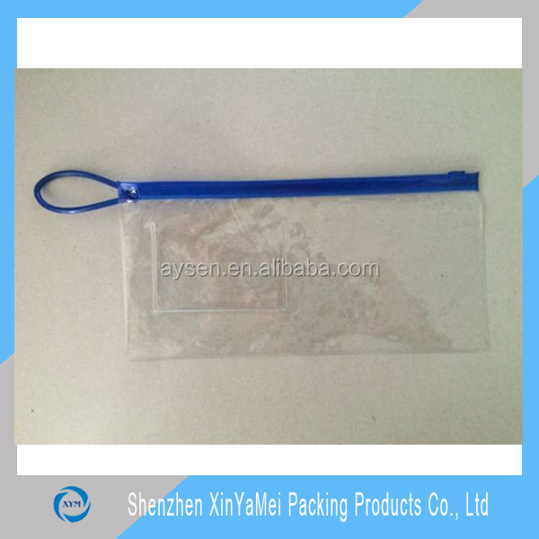 large transparent plastic zipper bag with small card holder for promotion