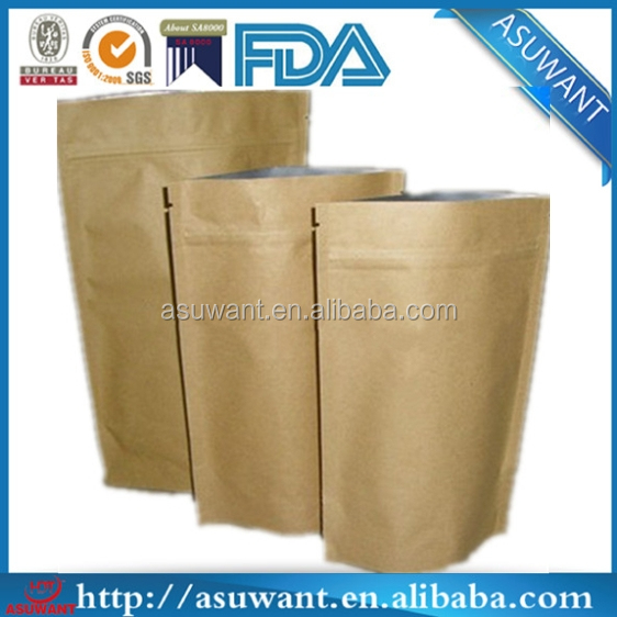 Stand up resealable zipper kraft paper bag for food