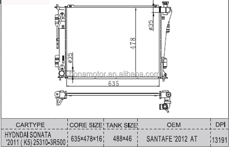 radiator HYUNDAI SONATA 2011 K5 Santa Fe 2012 AT 25310-3R500 - .jpg