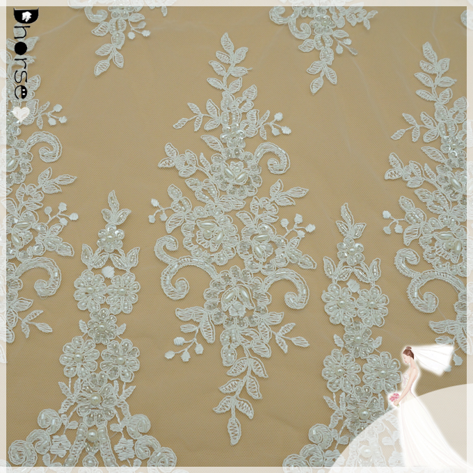 White/象牙ひも状のレース刺繍花柄メッシュ生地のためのスパンコールビーズで装飾され、 花嫁のウェディングドレス- dh- bf662仕入れ・メーカー・工場