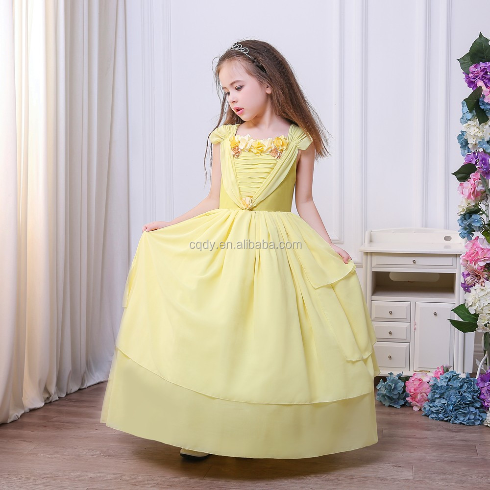Princess Belle Yellow Dress Cosplay Halloween Princess Costumes
