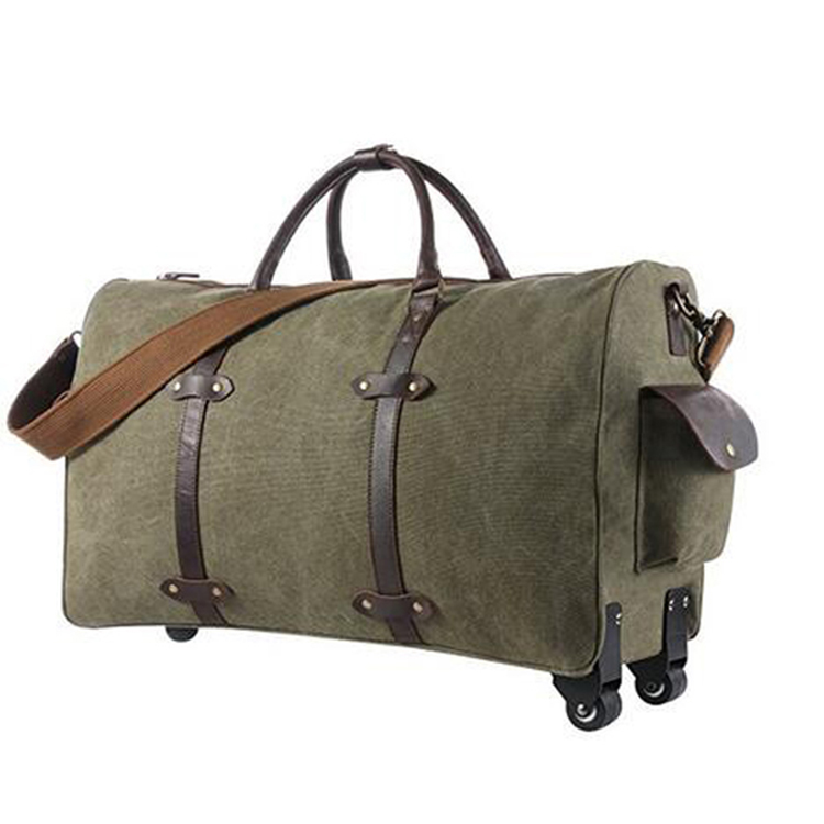 Custom Convenient Large Capacity Canvas Trolley Travel Duffel Bag With