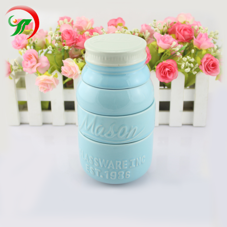 4 Tier Kitchen Accessories Customized Color Ceramic Mason Jar With