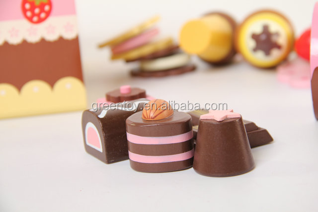 Houten speelgoed taart set chocolade, houten speelgoed keuken sets ...