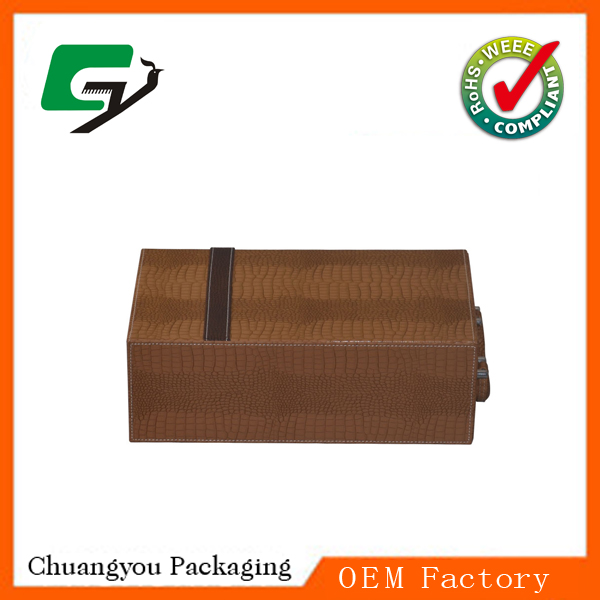 Red Wine Leather Box For 2 Bottles