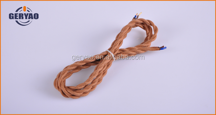 ライトブラウン布電気コードツイストペア線の綿繊維のケーブル編組ケーブルは電気カバー仕入れ・メーカー・工場