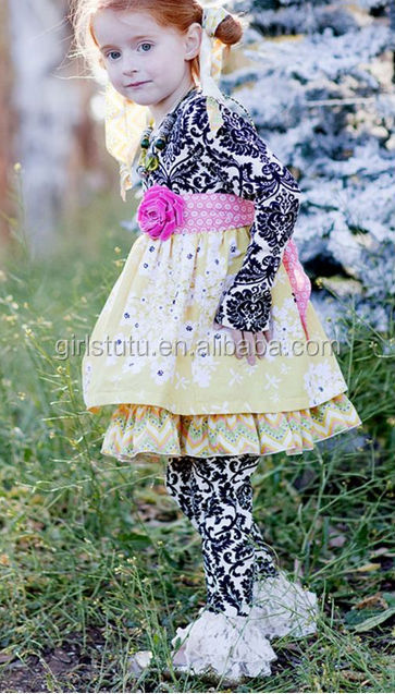 赤ちゃんの女の子海軍衣装卸売子供の純粋な綿の長い袖のフリルパンツ子供服、 冬の装い2014年問屋・仕入れ・卸・卸売り
