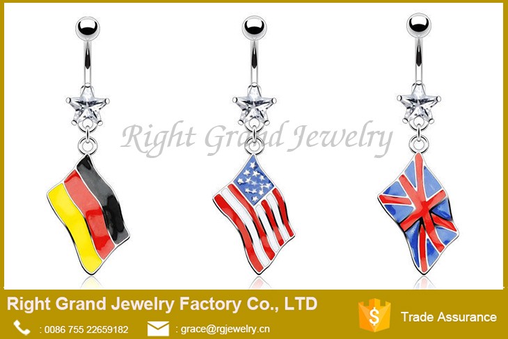 gems surgical steel dangle usa mexico canada flags belly button