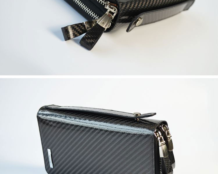 光沢のある男性の本3kツイル炭素繊維tpuのデザイナー男性長い財布クラッチラグジュアリーブラックマネークリップの財布仕入れ・メーカー・工場