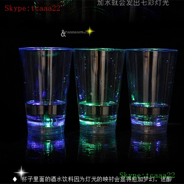 custom plastic led flashing champagne cups with straw