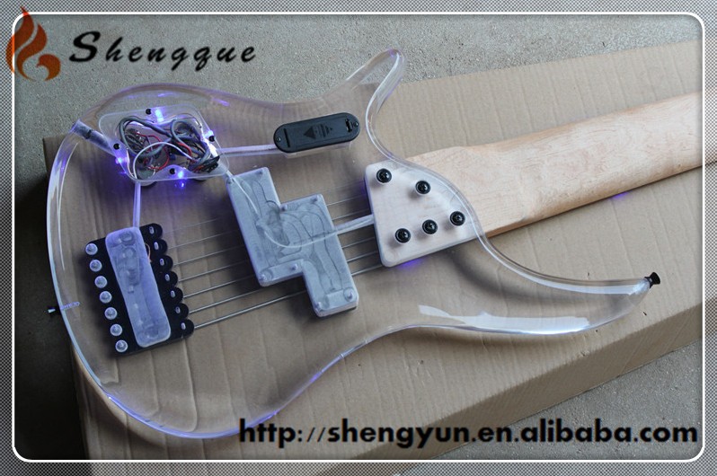 Shengque 7弦led ライト アクリル低音有機ガラス エレキ ギター仕入れ・メーカー・工場