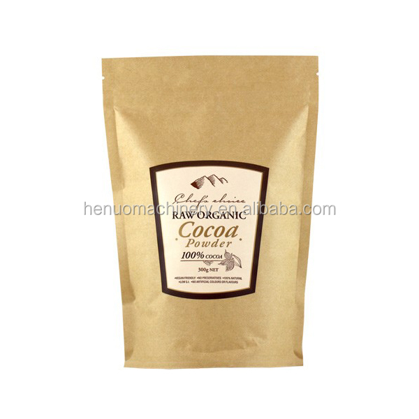 Automatic packaging line for standup cocoa powder pouch