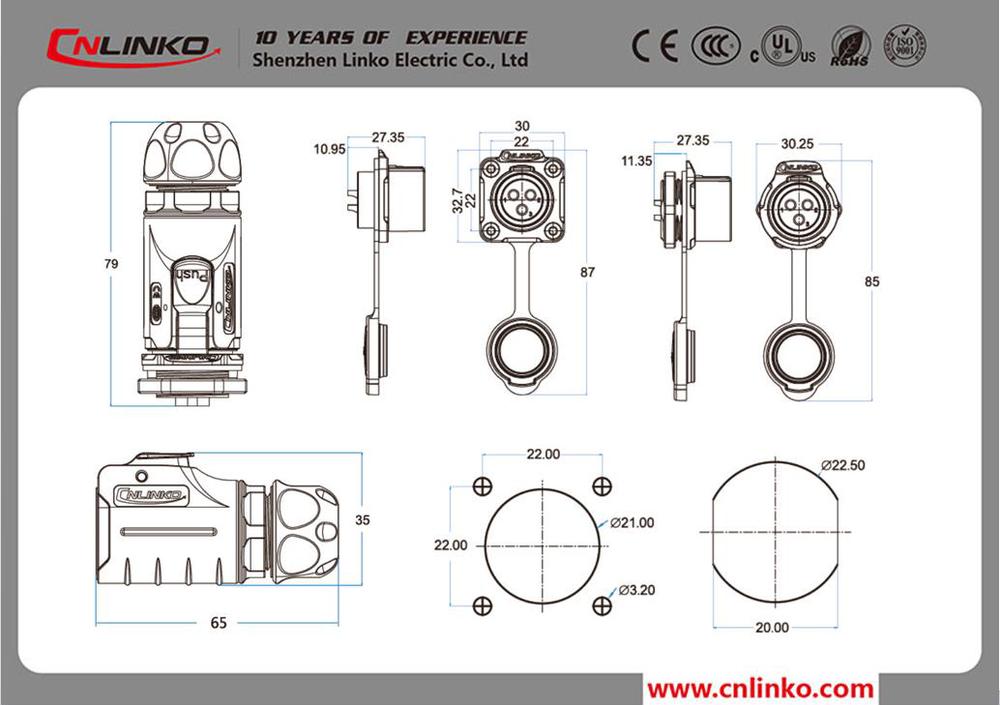 cnl<em></em>inko2ピン防水電源コネクタulceでccciso9001認証仕入れ・メーカー・工場