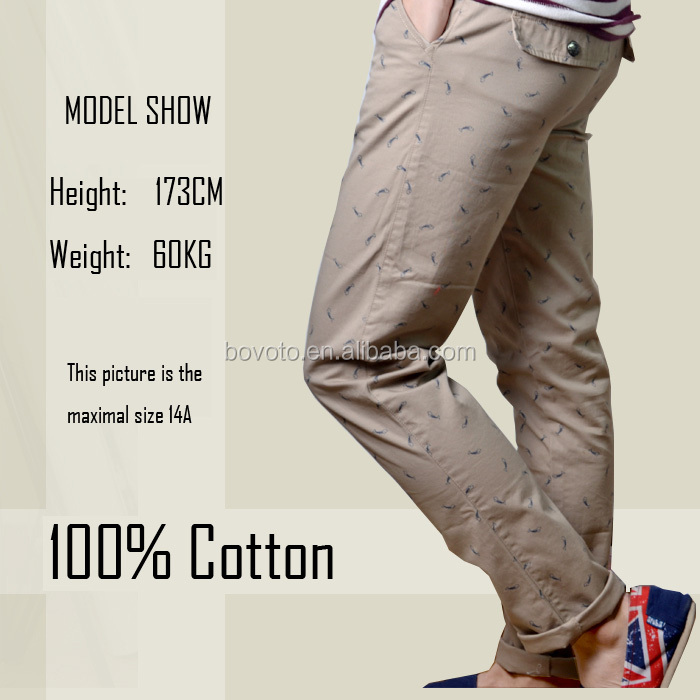 最新のファッショナブルなデザインの子供2014年スラックスカーキ色の綿の男の子のズボン仕入れ・メーカー・工場