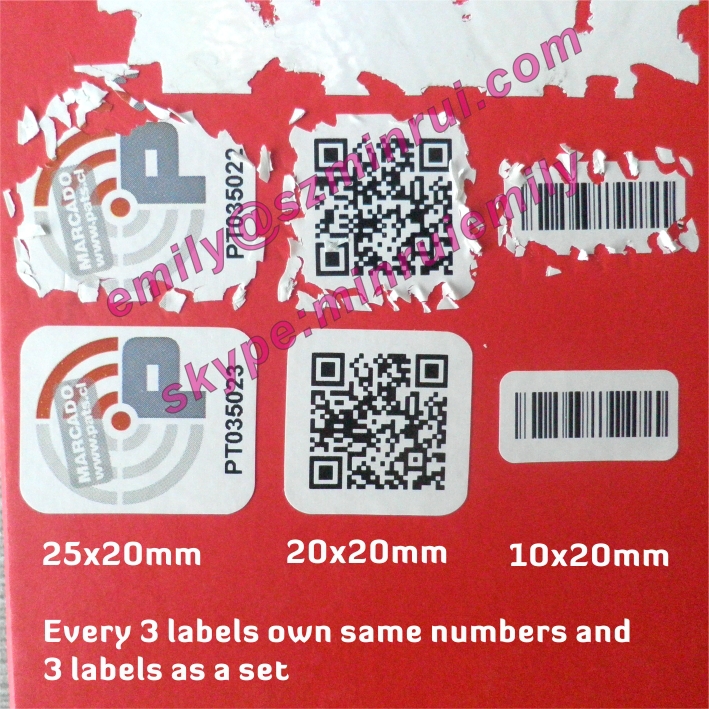 Custom Tamper Evident Qr And Barcode Stickers With Serials Numbers,Anti