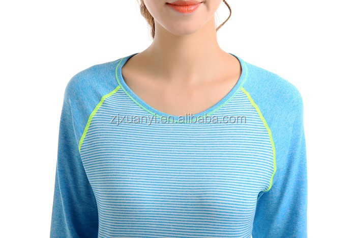 中国の製作所サプライ女性通気性ソフト tシャツ ファッション カラフル な ロング スリーブ トップ着用最新タイプ シームレス t-シャツ 。仕入れ・メーカー・工場