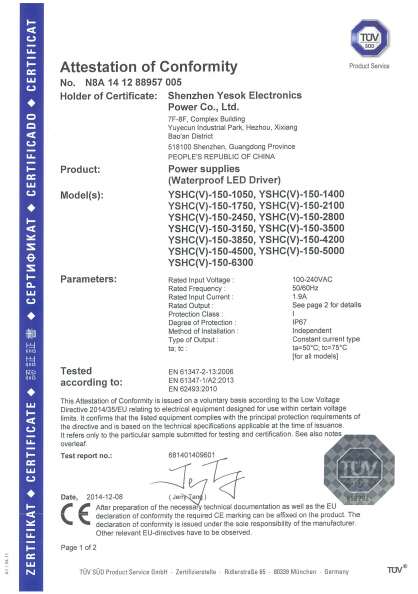 Pfc0.95/IP67 EMC LVD 150W 4200ma LED street light driver high efficiency 90%