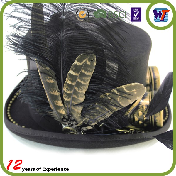 黒安いトップ帽子付きメガネファッションfedoraの帽子用マジックとピエロ仕入れ・メーカー・工場