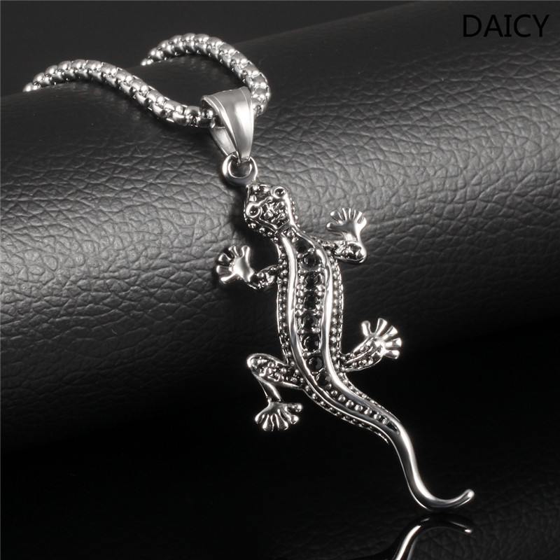 Daicy Wholesale Unique Vintage Stainless Steel Animal Diamond Lizard