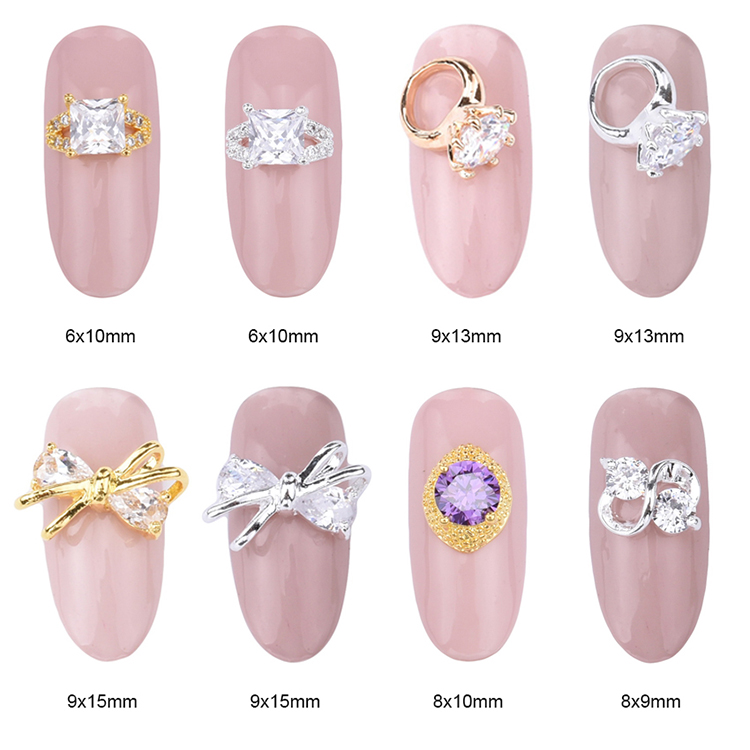 Luxury Jewelry Charms Korean Style Nail Art Alloy Zircon 3d Nail Art