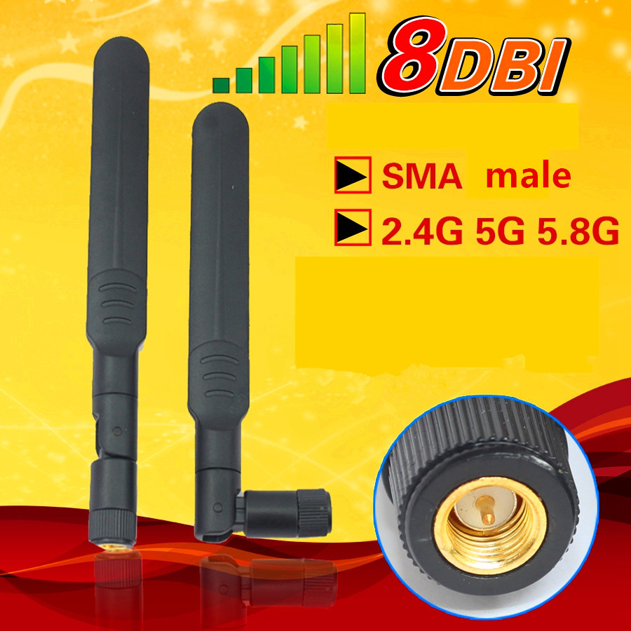 New Dual Band 2.4 5.8Ghz 2dBi RP-SMA Omni Wifi Antenna for Wireless LAN Router