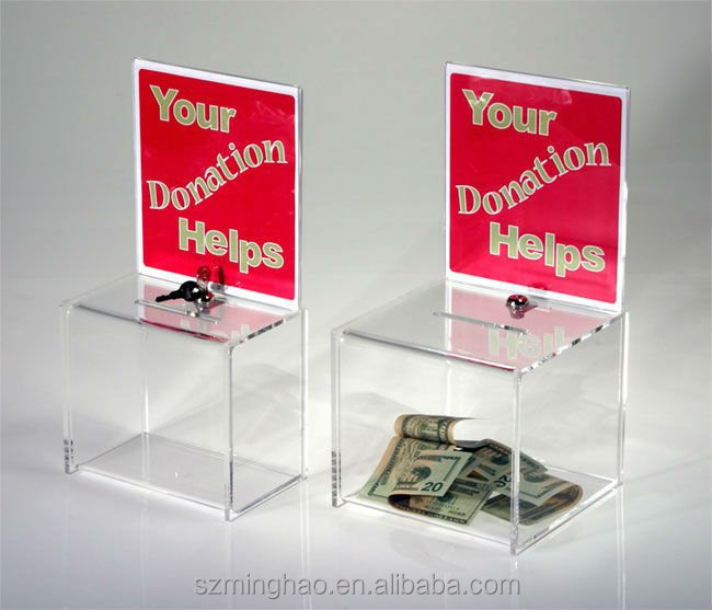 Acrylic Plastic Dog House Shaped Donation Box,Customized Donation Box