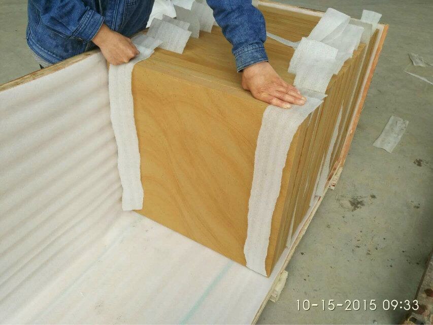 イエロー木製静脈砂岩タイルスラブ 問屋・仕入れ・卸・卸売り