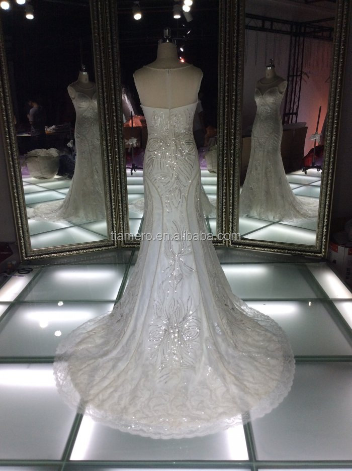 実試料最新アラビアのウェディングドレスデザイン2014年/高級スイートハートフィッシュテールウェディングドレスをビーズスパンコール問屋・仕入れ・卸・卸売り